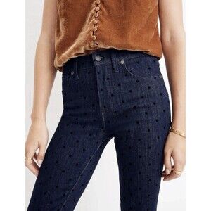 Madewell 9” High Rise Skinny Flocked Dot Jeans Women’s 32x28.5